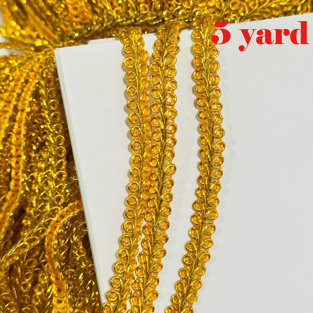 5 หลา Gold Trimming Centipede ริบบิ้นถักลูกไม้ผ้าสําหรับชุด Cheongsam เย็บ Applique DIY อุปกรณ์เสริม