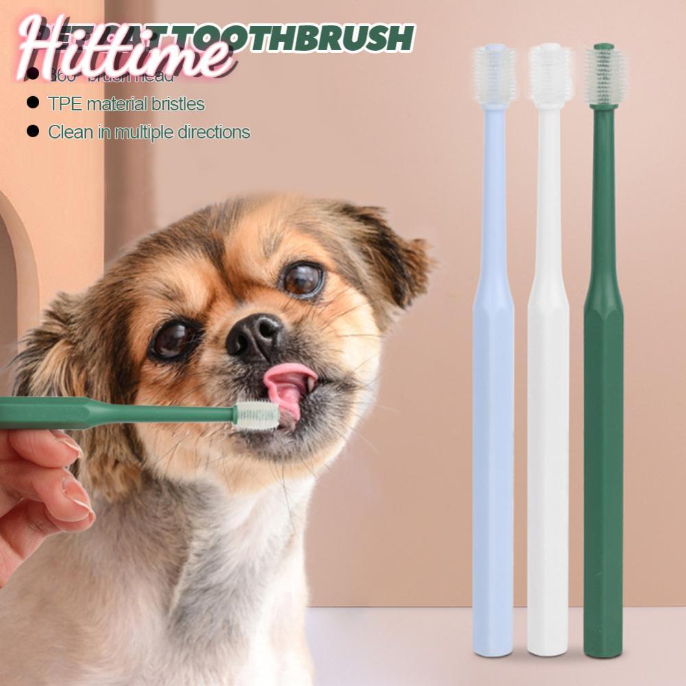 HITTIME 360 สัตว์เลี้ยงทําความสะอาดช่องปากแปรงสีฟันสุนัขแมวฟัน Care แปรงทําความสะอาด Super Soft ไนลอ