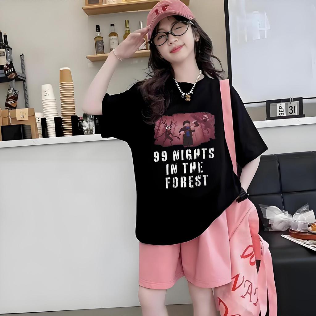 99 คืนในป่า สกรีนคุณภาพสูง  วัสดุผ้าฝ้ายระบายอากาศและดูดซับเหงื่อ เสื้อยืดคุณภาพดี เสื้อเด็กหญิงน่ารักๆ K320