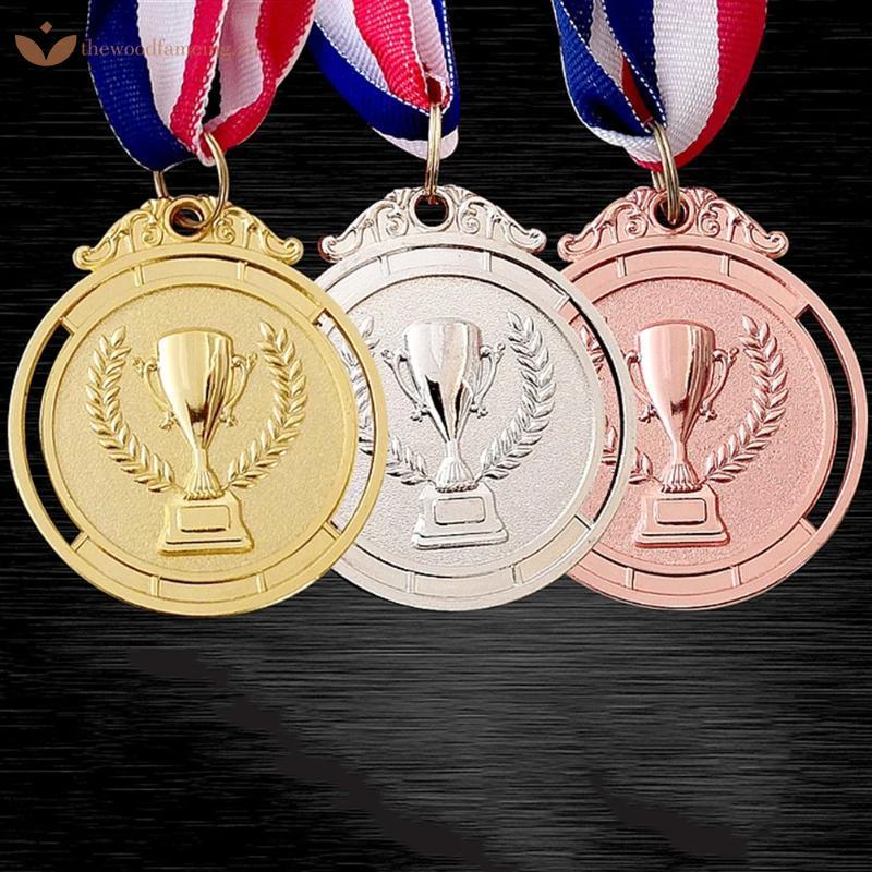 Thewoodfameing 1 ชิ้น 2 "Gold Silver Bronze รางวัลเหรียญสังกะสีรอบ Winner เหรียญคอริบบิ้น 1st 2nd 3r