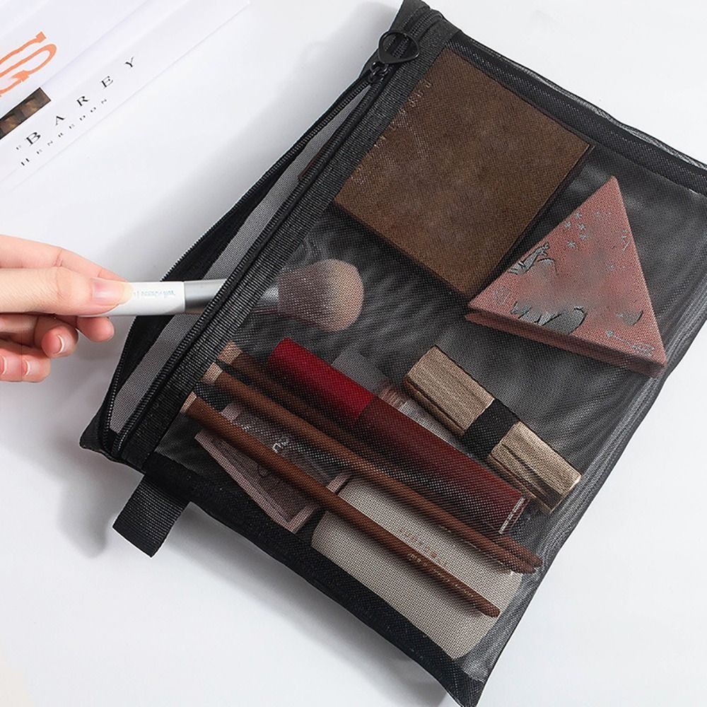 MUNDAUN กระเป๋าเครื่องสําอาง, พร้อมตาข่ายซิปแต่งหน้า, Travel Organizer สีดํากระเป๋าเก็บโปร่งใสผู้หญิง - รูปที่ 5