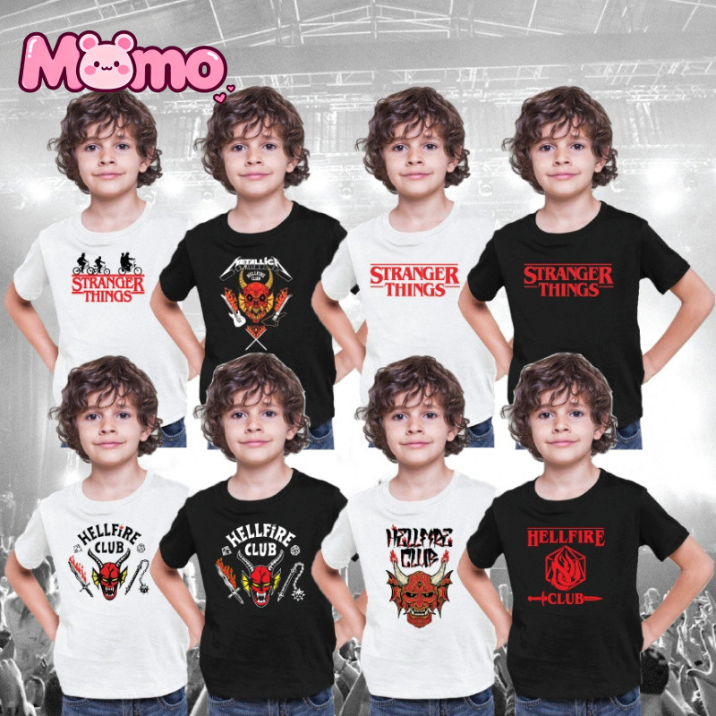 เสื้อยืดลาย Stranger Things Hellfire Club สำหรับเด็กและเยาวชน แขนสั้น ใส่ง่าย อเนกประสงค์