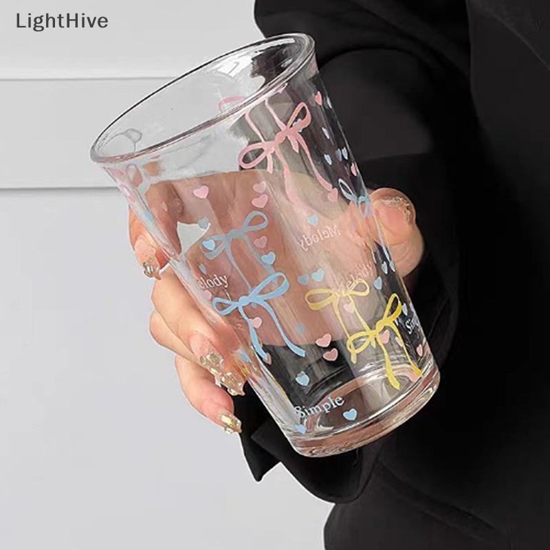 [LightHive] Bow Glass ถ้วยน้ําน่ารักการ์ตูนโบว์ถ้วยแก้วลายน่ารัก Doodle แก้วกาแฟในครัวเรือนผลไม้ชา Lemonade Girls Gift (TH) - รูปที่ 7