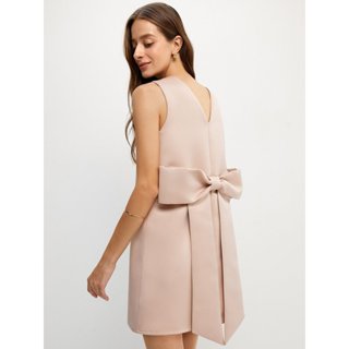 [Pomelo] เดรสสั้นแขนกุดแต่งดีเทลโบว์ด้านหลัง / Bow Back Slee…