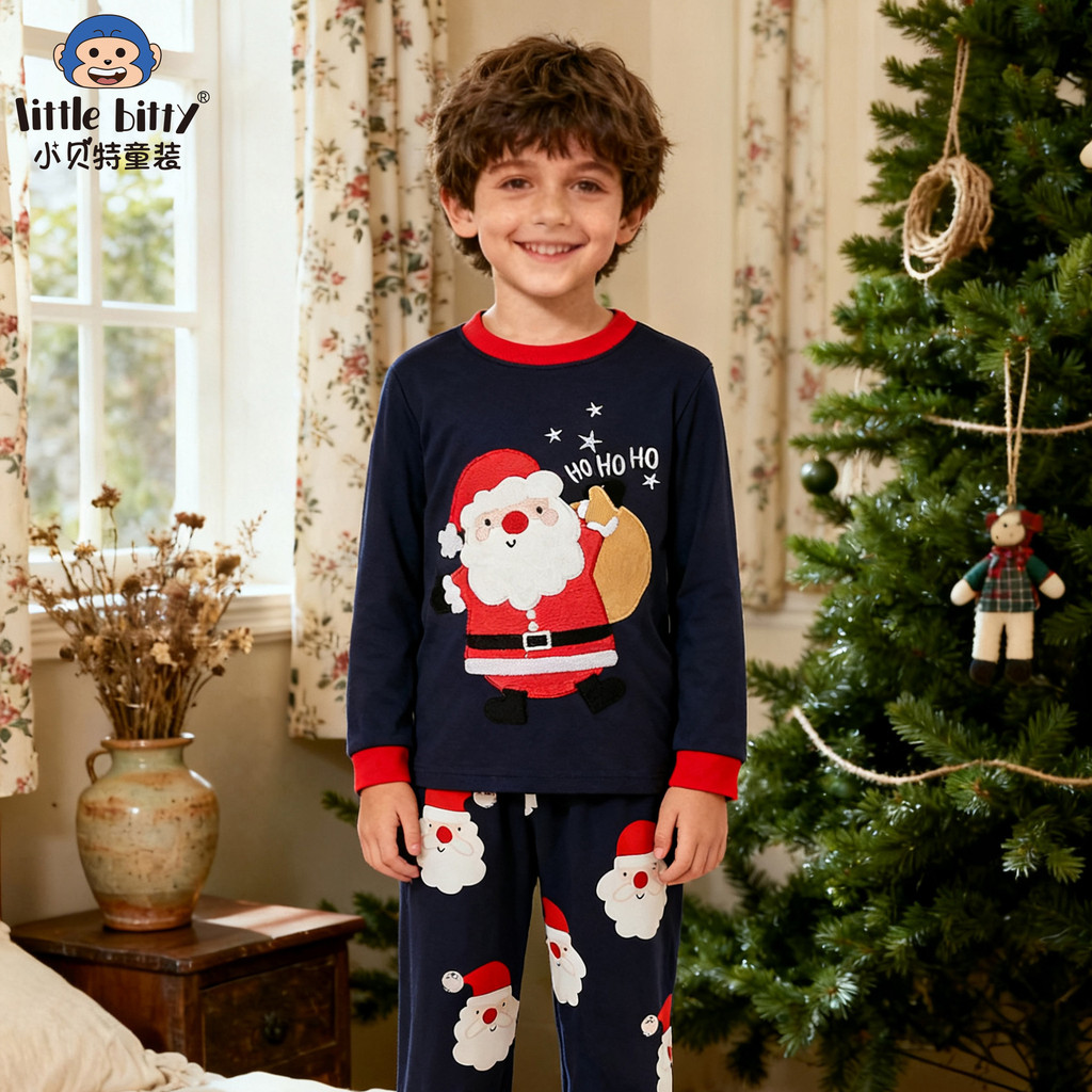 เด็กชายและเด็กหญิงคริสต์มาสชุดนอนชุด Warm Santa Polar ขนแกะชุดนอนชุดใหม่มาถึงคริสต์มาสเด็กชุดนอน Mil