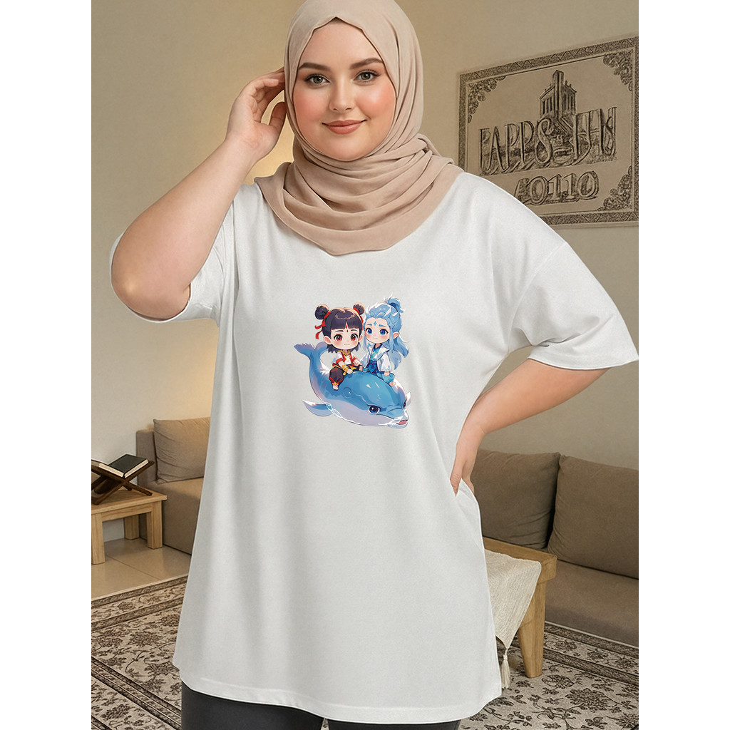 2Y658 [AIYOU] XL-5XL เสื้อยืดผู้หญิง PLUS ขนาด Tshirt เสื้อผ้าผู้หญิง Baju Perempuan Casual PLUS ขนา