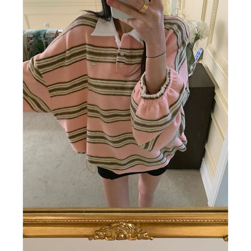 เสื้อแขนยาวสไตล์เกาหลีสำหรับวันหยุด ออกแบบมาเพื่อฤดูหนาว มีดีไซน์ลายเฉพาะตัวและสวมใส่ง่าย