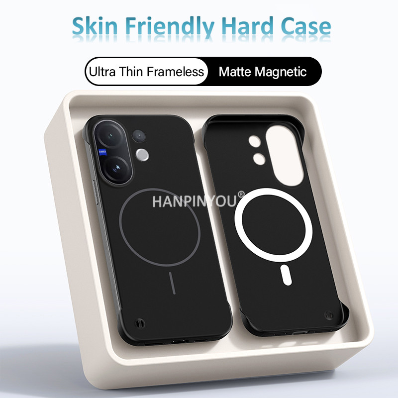 หรูหรา Ultrathin Liquid Frameless Hard Case สําหรับ vivo V70 V60 V50 V40 Lite ผิวที่เป็นมิตร Matte Magnetic Protector กันกระแทกฝาครอบ Shell