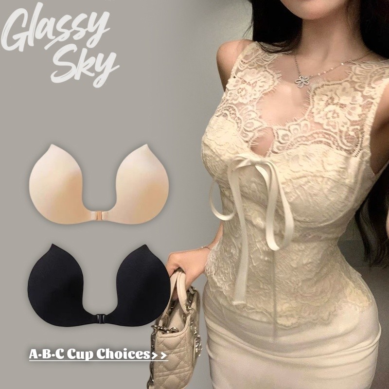 Glassy Sky พร้อมส่ง😜ABCD CUP บราปีกนก ตะขอหน้า กางเหนียว ติดแน่นทน กันน้ำไม่ระคายเคือง(CUP#1)