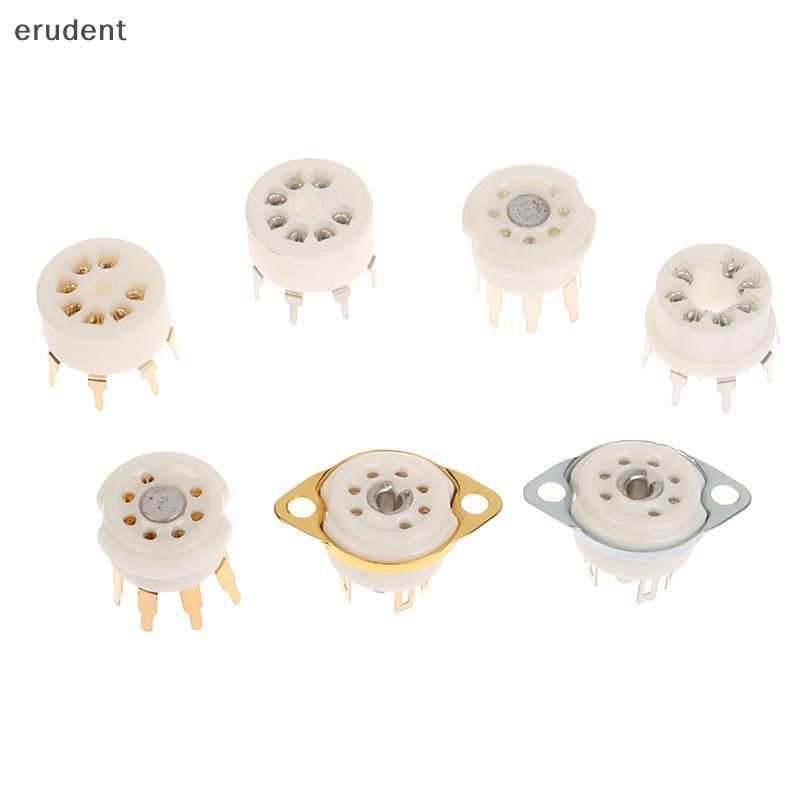 Erudent 1PCS 6AQ5 EAA91 6J1 6J2 6X4 6Z4 ซ็อกเก็ตหลอดGold-Platedซ็อกเก็ตสําหรับ 7Pin B7G Vaccumหลอดเค