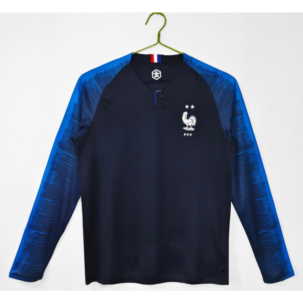 #FRA 2018 Home Long Sleeve Retro Soccer Jersey Football #MBAPPE