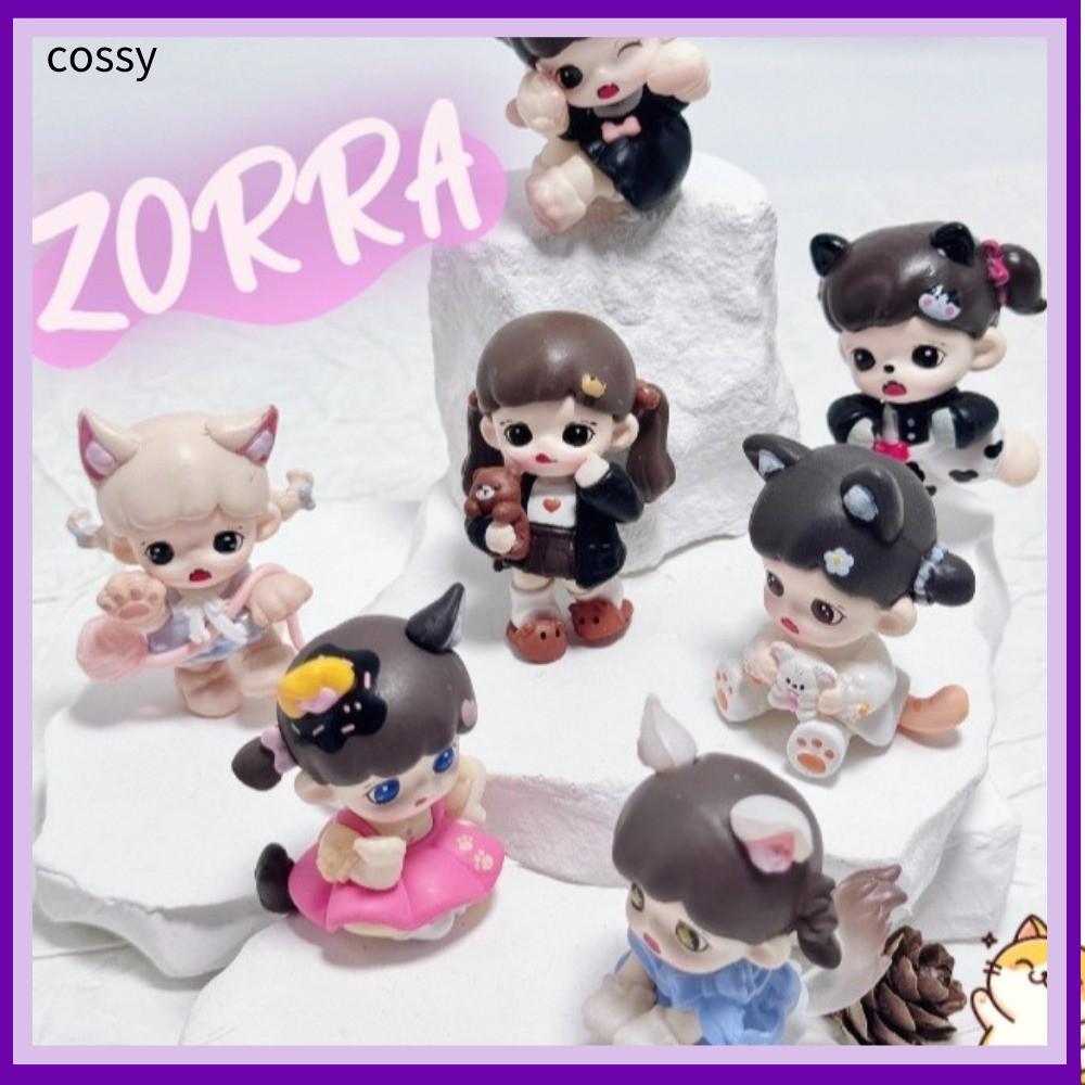 COSSY Mini เครื่องประดับ, การ์ตูน POPBEAN Baby Zorra กล่อง, POP MART Meow Cat Face Series ตุ๊กตาเดสก