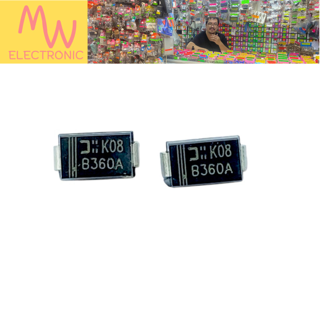 Diode B360A (ราคาต่อ 5 ชิ้น) Schottky Diode 3A 60V SMD 2.5x10mm มีสินค้าพร้อมส่งในไทย
