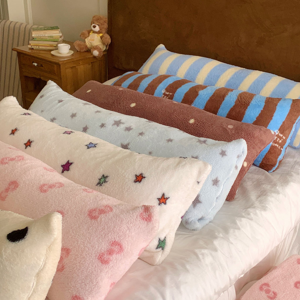 หมอนกอดยาวขนแกะ หมอนยาวแกนยาวคู่ 40*115 ซม. ปลอกหมอนพิมพ์ลายการ์ตูน - รูปที่ 7