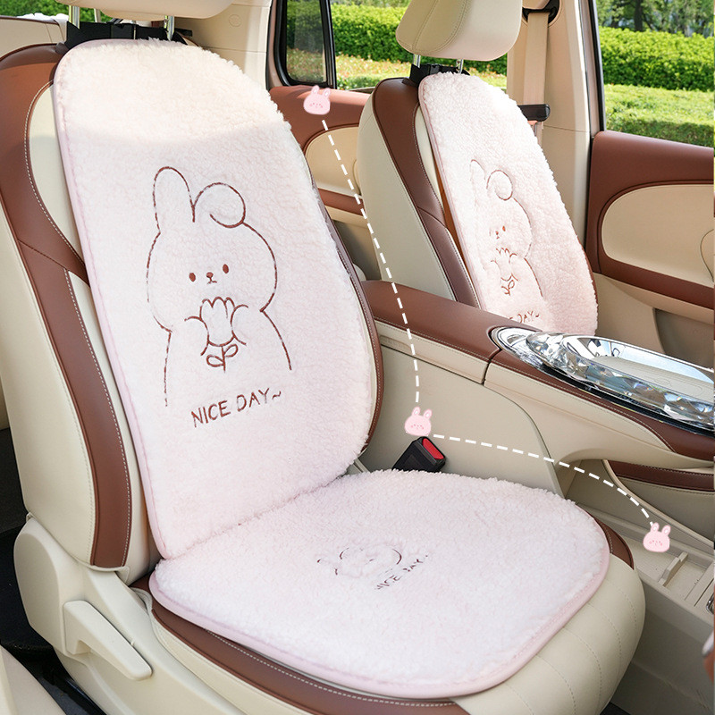 Car Cushion Autumn and Winter Plush Rabbit Car Seat Cushion Creative Cute Warm Non-Slip Car Seat Cus