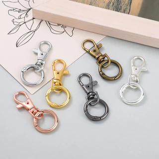 5ชุด ตะขอก้ามปู ตะขอหมา อะไหล่พวงกุญแจ หมุนได้ พร้อมห่วงสปริงกลม สำหรับ DIY และตกแต่งกระเป๋