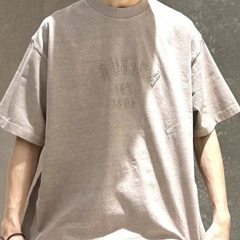 DXA9 NAUTICA โลโก้ Patch เย็บปักถักร้อย 1983 Heavy Industry ล้างรอบคอแขนสั้นเสื้อยืดหลวมผู้ชายผู้หญิ