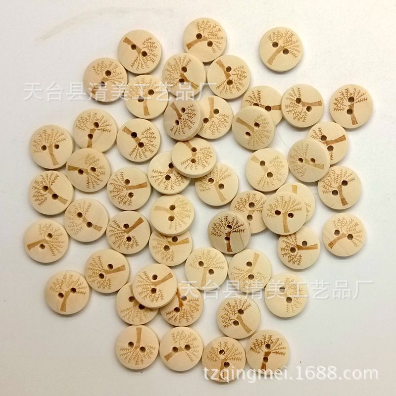 15-30 มม.ไม้เลเซอร์ Big Tree ปุ่มตกแต่งเลเซอร์แกะสลัก Big Tree ปุ่มหัตถกรรม 50 ชิ้น Pack