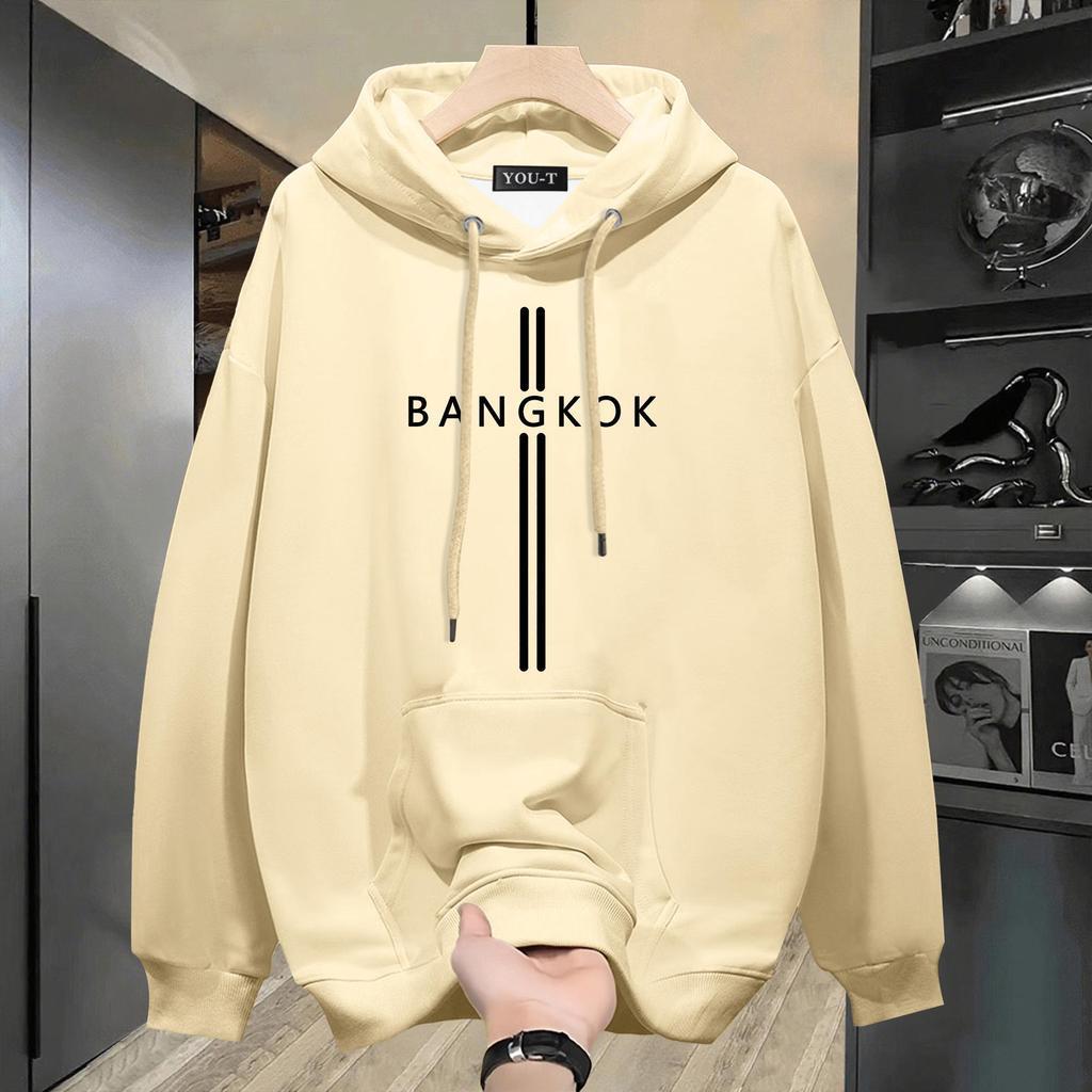 T42.SHOP🌸 เสื้อกันหนาวแขนยาว คอกลม ทรงหลวม พิมพ์ลายตัวอักษร ลาย "BANGKOK" สไตล์เกาหลี ผ้าสำลีนิ่มค่ะ