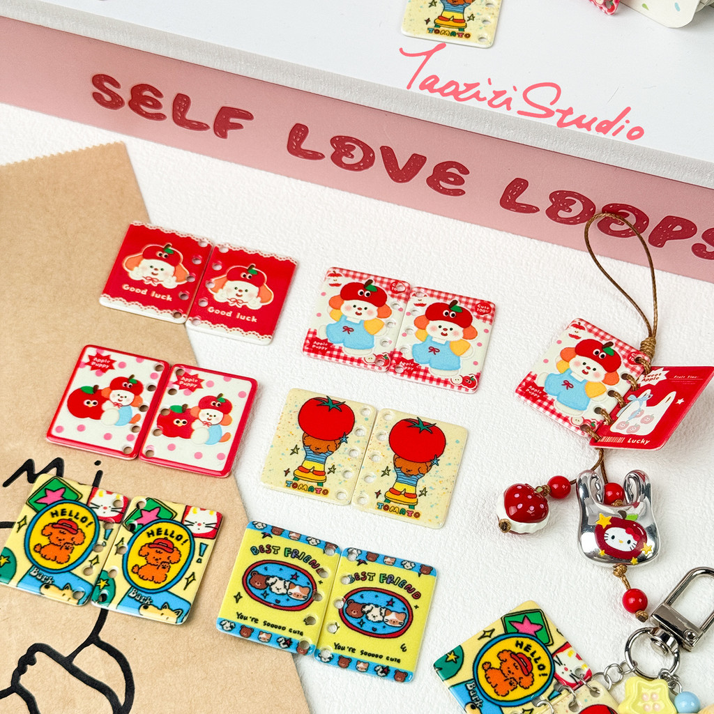 อัญญานิดแฮนด์เมด พิมพ์ลายลูกสุนัข อะคริลิกบีADS สำหรับสร้อยคอและเครื่องประดับ