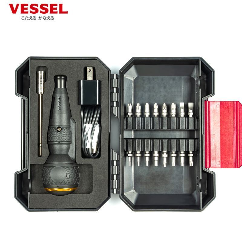 ญี่ปุ่น VESSEL VESSEL ไขควงแบบชาร์จไฟได้ชุดไฟฟ้ามัลติฟังก์ชั่นไขควงไฟฟ้า Bit Phillips ชุด G