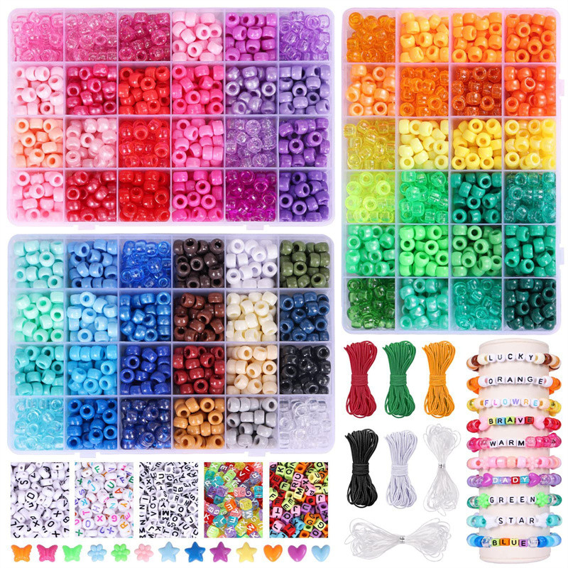 72 สีสร้อยข้อมือทําชุด Pony ลูกปัด Polymer Clay ลูกปัดลูกปัดตัวอักษรลูกปัดสําหรับเครื่องประดับทํา DIY ศิลปะต่างหู