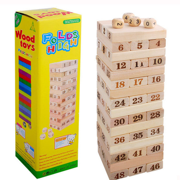 Weihu เด็ก Digital Jenga เกม Jenga เกมกระดานอาคารบล็อกของเล่น Log Jenga เกมของเล่นเพื่อการศึกษา my11