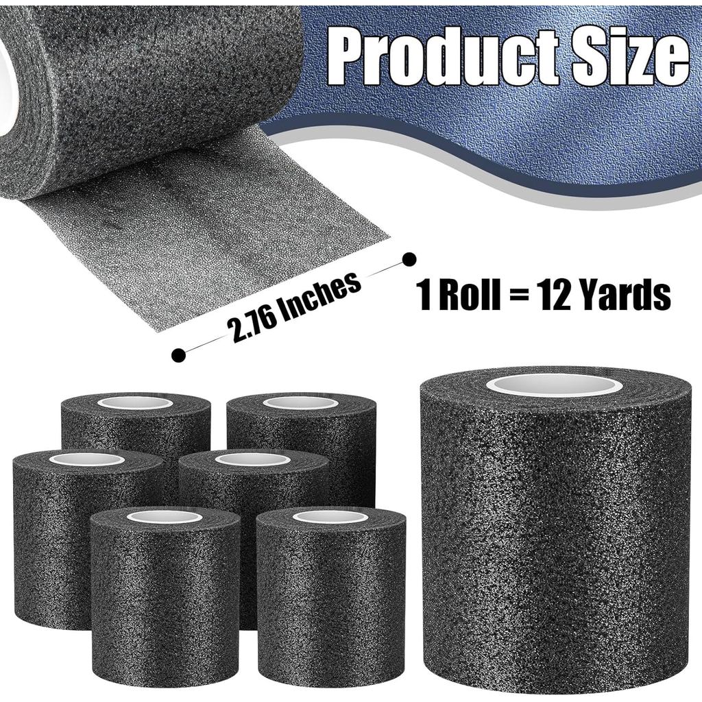 6 Pack Pre Wrap for Hair Soccer, Black Athletic Prewrap Tape Headbands, Foam Sport Underwrap Pre-Wra