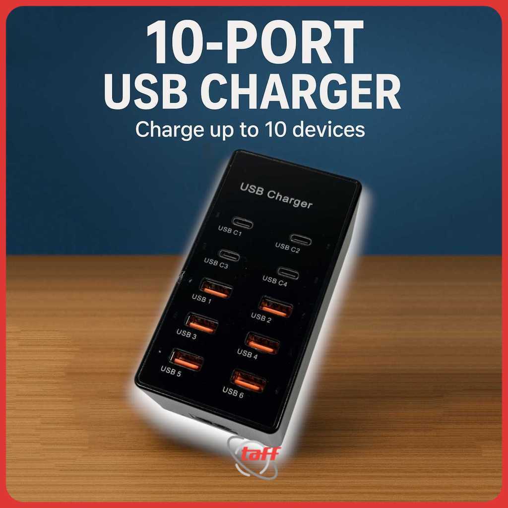 USB Hub Charger 10 Multi Port Type C 5V/2.4A 60W EU Plug - YC-A6