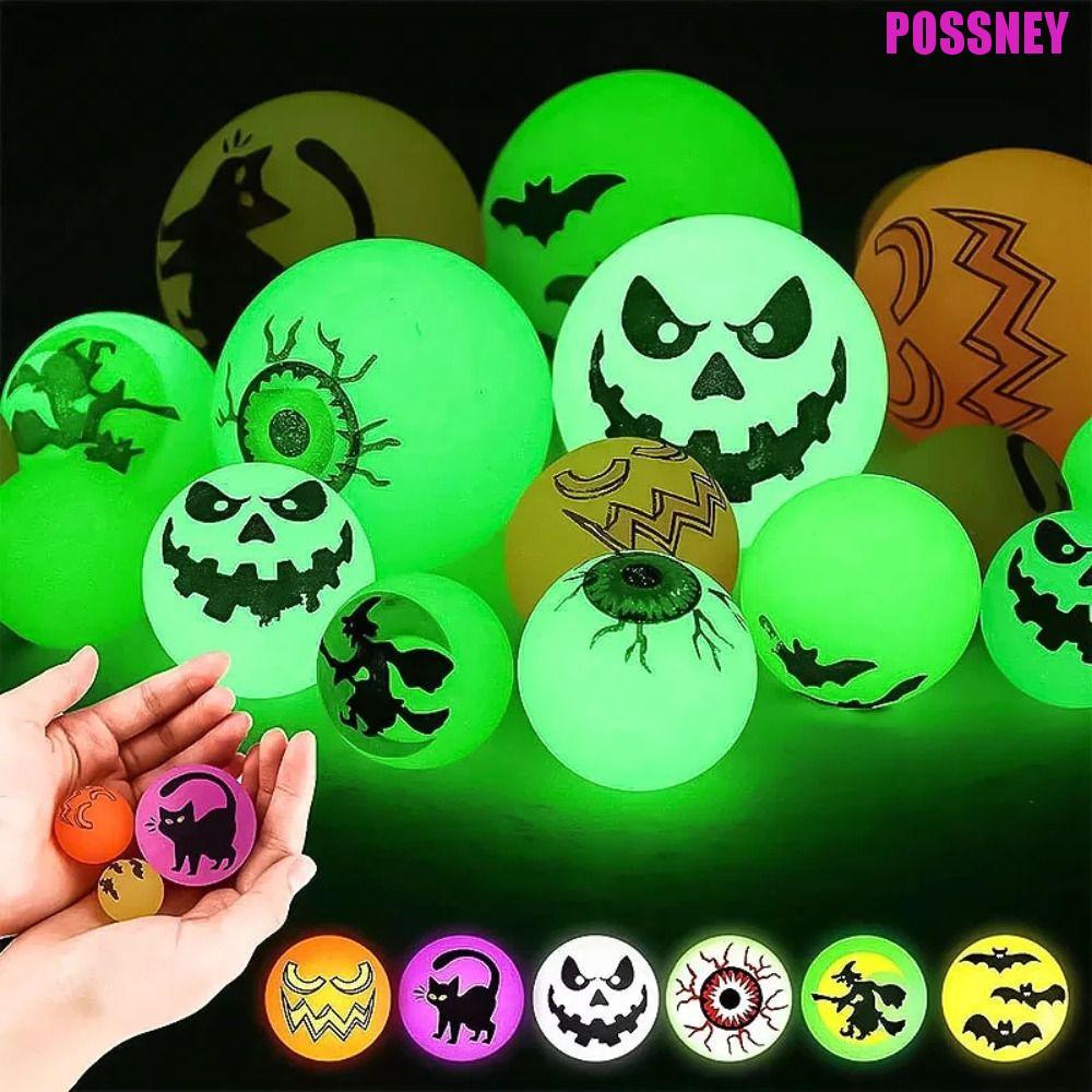 POSSNEY 10 ชิ้น/เซ็ต Halloween Bouncy Balls, Stretch Eyeballs น่ากลัว Bouncy Eyeball, น่ากลัว Glow-i