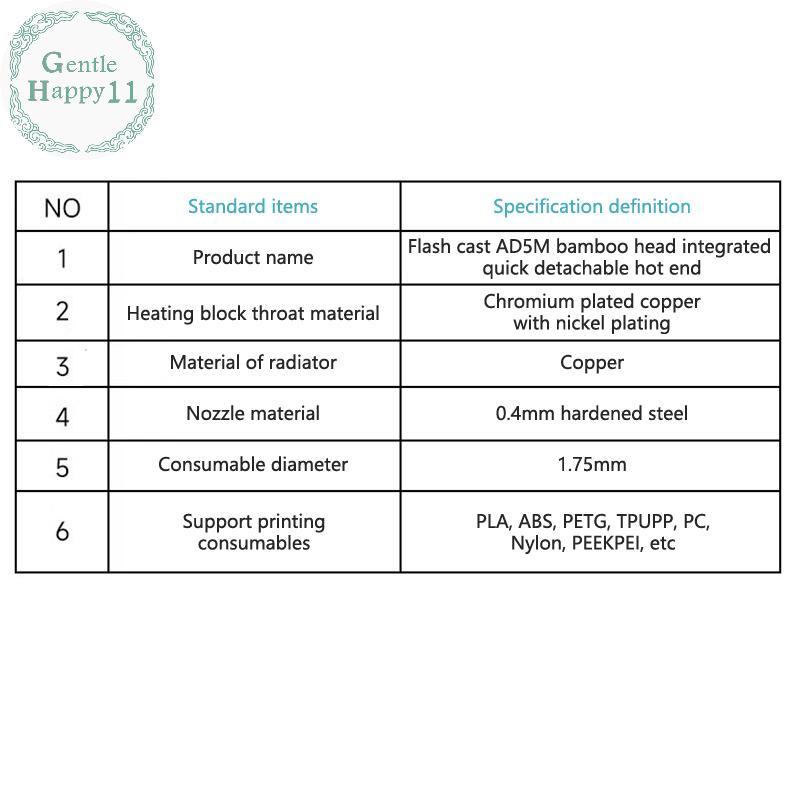 GentleHappy สําหรับ Flashforge Adventurer 5M ชุดหัวฉีดอัพเกรด Hotend Pinting Quick-Detachable หัวฉีด AD5M Hard เหล็กหัวฉีดชุด 0.4 มม.TH - รูปที่ 2