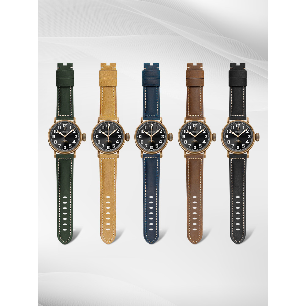 แทนที่ ZENITH ZENITH Pilot Watch Strap Men 29.2430 Bronze Dafei Retro Leather 23mm