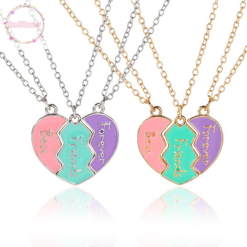RedFlower Best Friend สร้อยคอสําหรับ 3 Matching Heart Pendant Magnetic Bff สร้อยคอมิตรภาพ TH