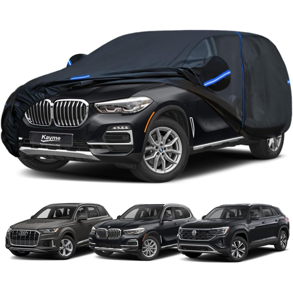 ผ้าคลุมรถ Kayme SUV Custom Fit สําหรับ BMW X5, Audi Q7/SQ7, VW Volkswagen Atlas, อัพเกรดกันลมและกันน