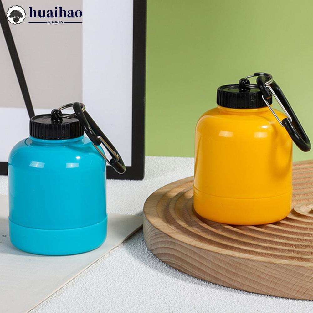 HUAIHAO 200CC แบบพกพา Albumen ผงกล่องบรรจุเดินป่าหัวเข็มขัดกีฬากลางแจ้งขวด Key Chain ขวดน้ํา H8L5
