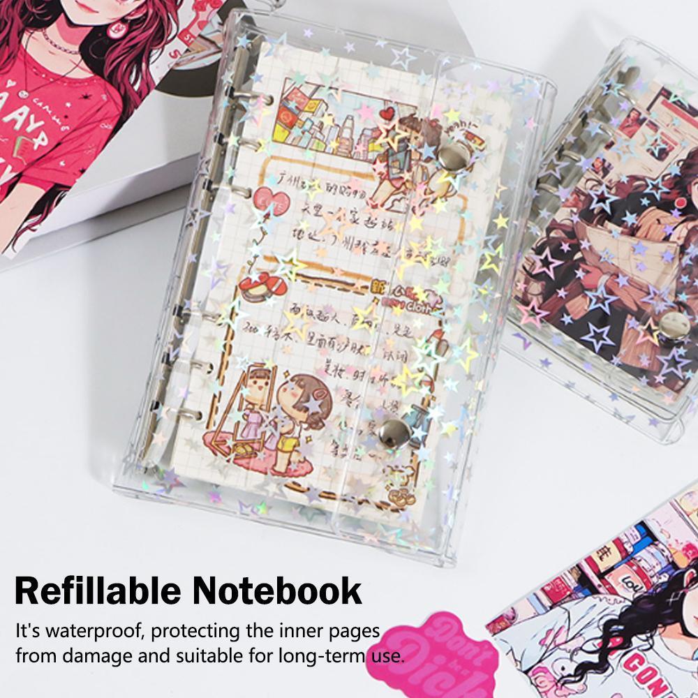 Kawaii Book Cover Sleeve Protector Transparent Star Journas Diary Protector Book Notebook M5b1