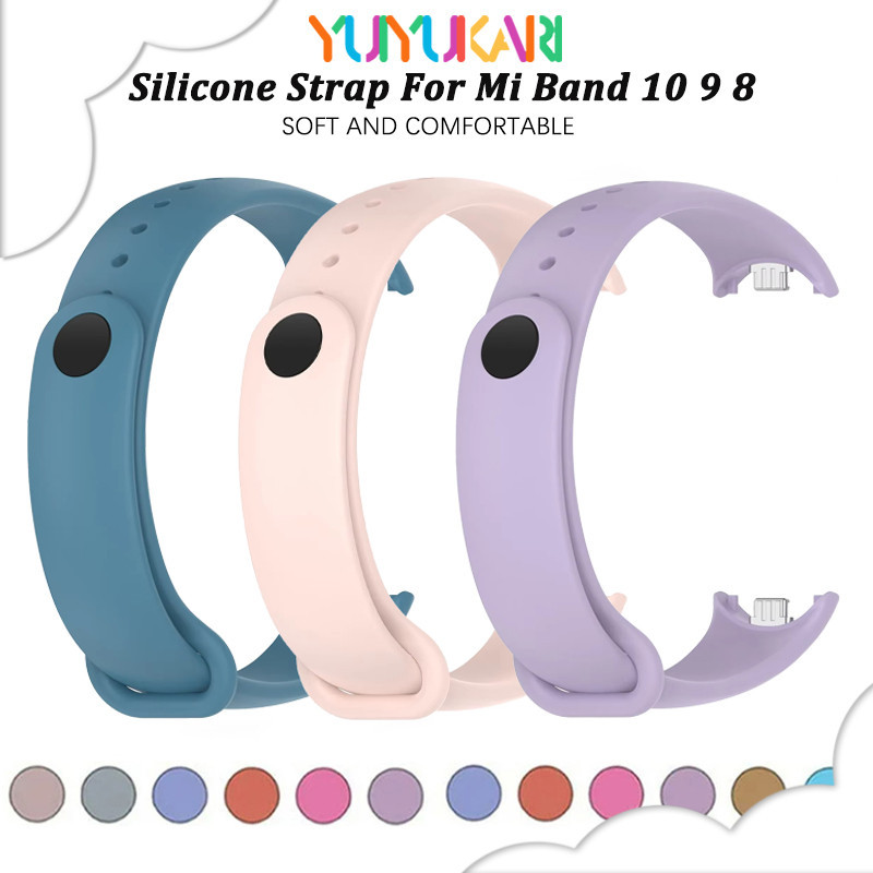 สายรัดซิลิโคนกีฬาอ่อนสำหรับ for Xiaomi Mi Band 10 9 8 อุปกรณ์เสริมสายรัดยาง NFC สำหรับ for Smartwatch Miband 10