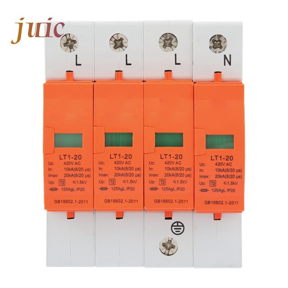 JUIC แรงดันต่ํา Arrester, 4P 420VAC House Protective, การป้องกันแรงดันไฟฟ้าเกิน 20kA อุปกรณ์ป้องกัน 