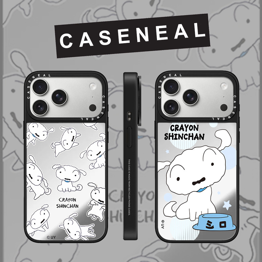 CASENEAL Graffiti น่ารักการ์ตูนสุนัขกระจกเคสโทรศัพท์สําหรับiPhone 17 Pro Max 16 ProMax 15Pro 14 Plus 13 12 11 โทรศัพท์กันกระแทกขอบนุ่มฮาร์ดป้องกันกรณี