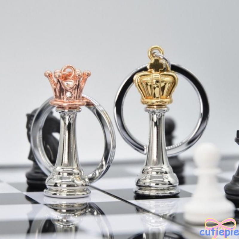 Cutie International Chess Key Chain Queen King Chessman 3D พวงกุญแจเครื่องประดับคู่
