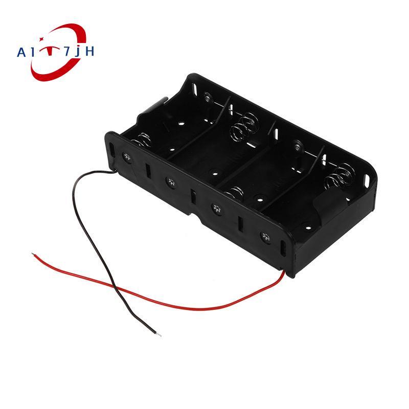 [ใหม่ A7]Spring Clip Black 4 x 1.5V D Size Battery Battery Battery Holder Case