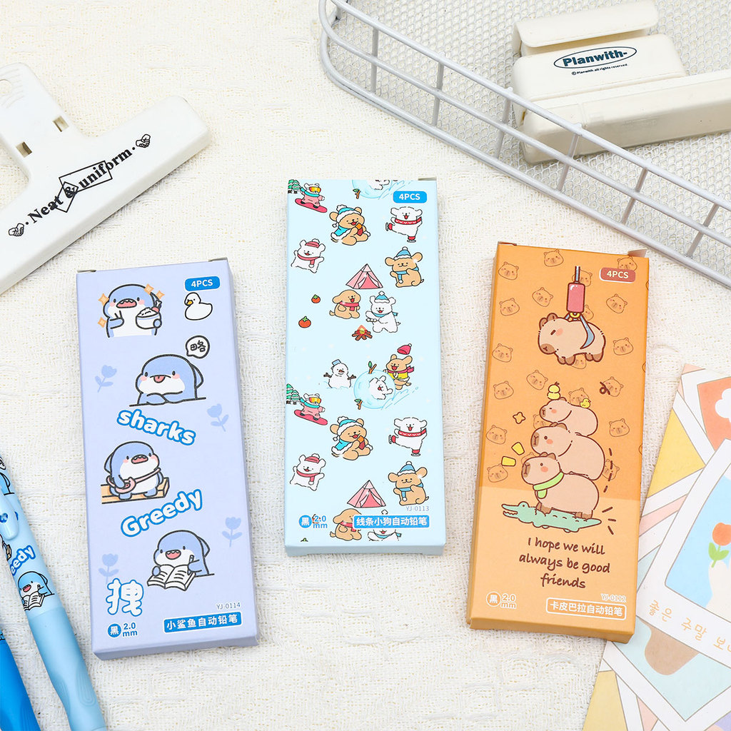 KAWAII ANIMAL CUTE MOTIF MECHANICAL PENCIL CONTENTS 4 PCS 0.5 MM / HB MECHANICAL PENCIL