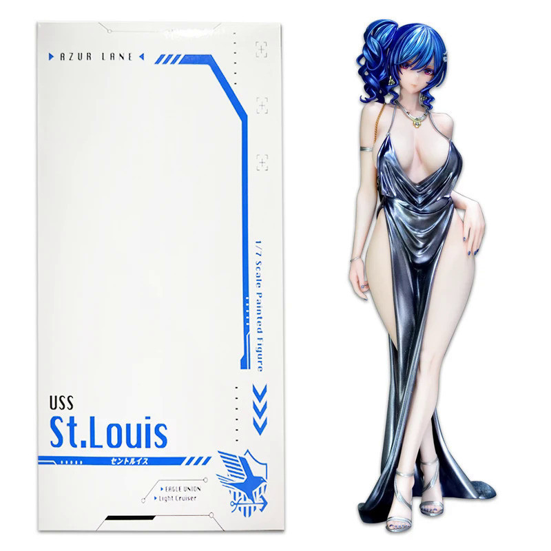 ตัวเลขอะนิเมะ 26CM Anime Game Azur Lane USS St. Louis Figure St Louis Dress Ver Standing Anime Model