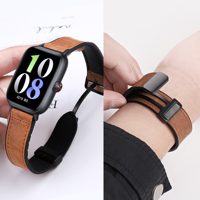 สายหนังแท้สําหรับ Honor Choice ROSSINI 2i สายนาฬิกาอัจฉริยะซิลิโคนสร้อยข้อมือหัวเข็มขัดแม่เหล็ก