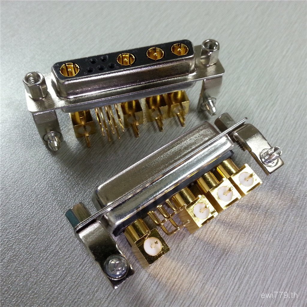 หญิงหัวสี่เหลี่ยม Coaxial D-SUB9W4 RF RF Excellent Link Connector หญิงซ็อกเก็ตโค้ง Pin Connector 9W4