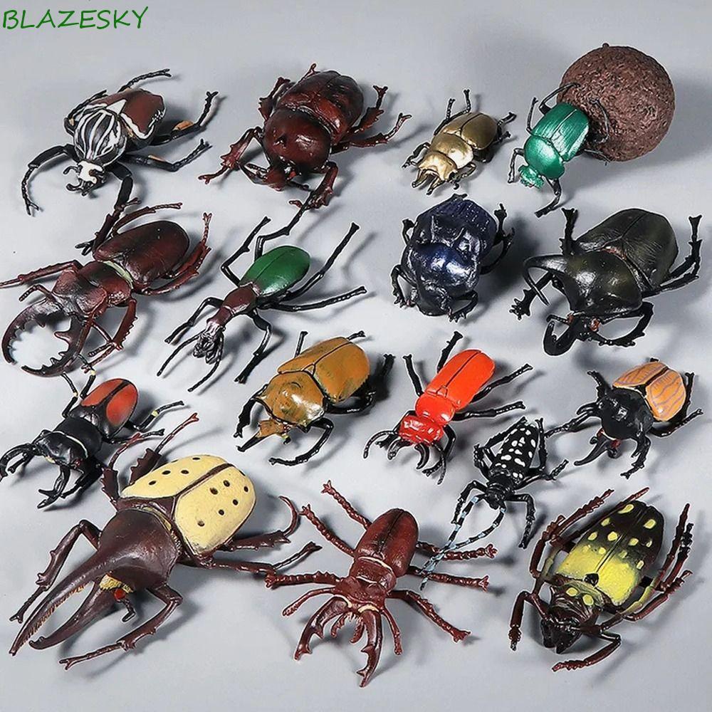 BLAZESKY แมลงสัตว์รุ่น, Longhornedbee วิทยาศาสตร์ด้วงแอ็คชั่น, ตกแต่งสวน Dynastes ที่สมจริงแมลงป่าเหมือนจริงคอลเลกชันตุ๊กตาแมลง