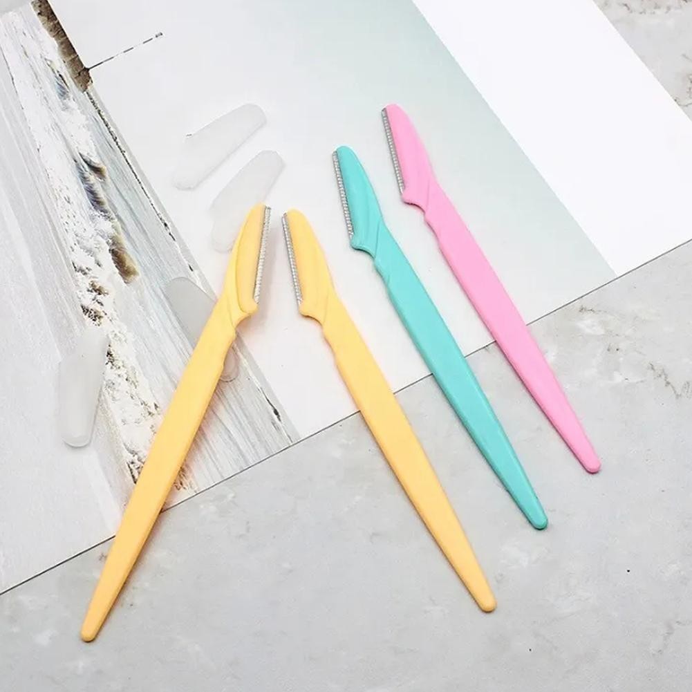 ชุดมีดโกนคิ้ว Pink Sky Blue Yellow Precision Shaping Brow Tool ใช้ Home Grooming K5d5