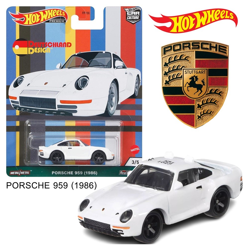 โมเดลรถเหล็ก PORSCHE 959 (1986) ลิขสิทธิ์แแท้ ล้อยาง Hot wheels ชุด Deutschland Desiga โมเดลรถ Hot w