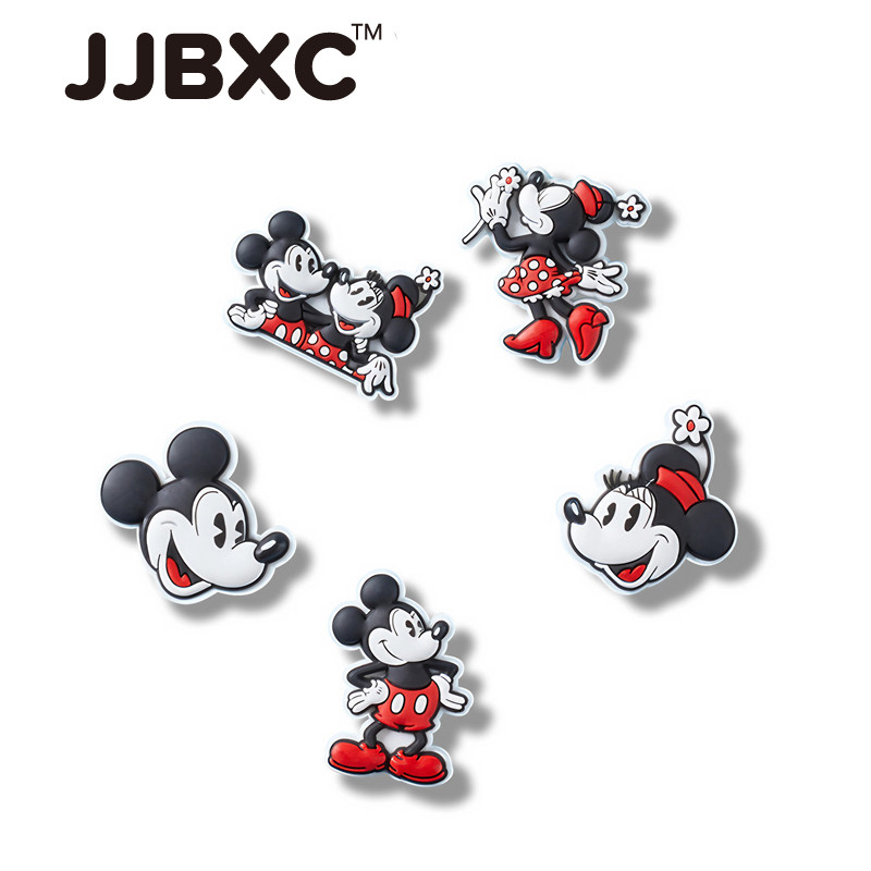 รองเท้าหัวเข็มขัด DIY สำหรับ Mickey และ Minnie มิกกี้ มินนี พร้อมลายดอกไม้ ตกแต่งรองเท้าอย่างสร้างสรรค์