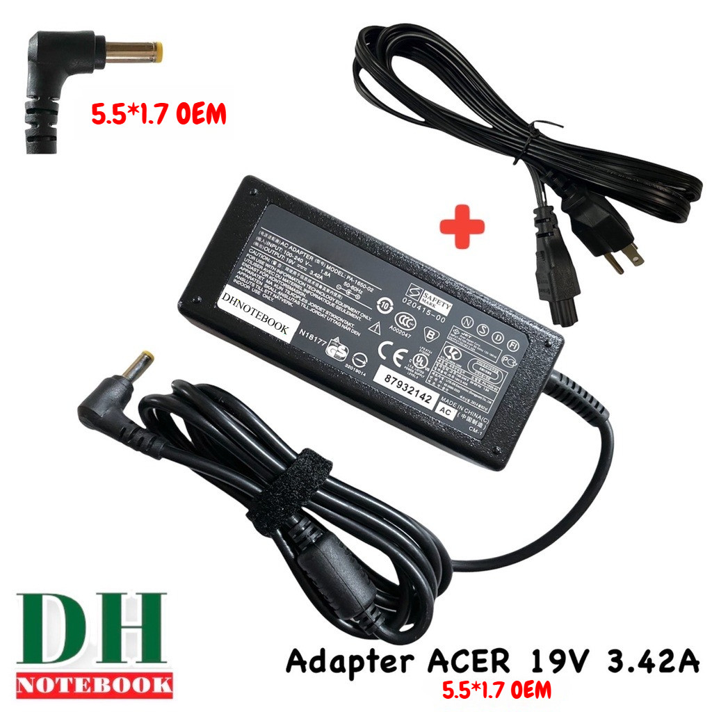 อะไหล่สายชาร์จ Adapter  ACER  19V  3.42A   5.5*1.7   65W งาน OEM คุณภาพสูง